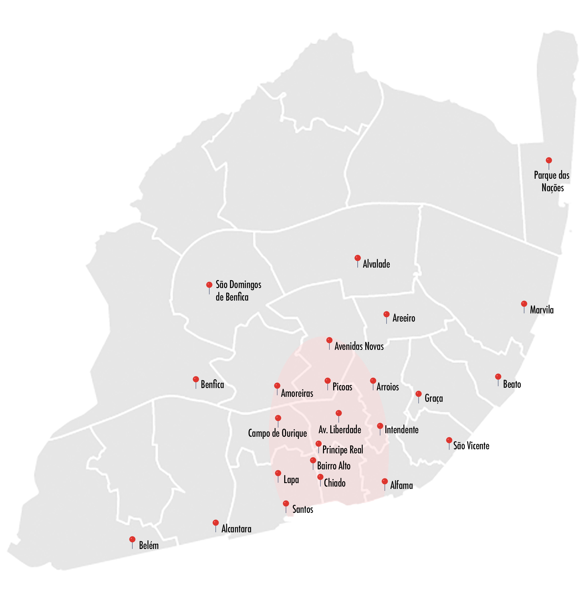The neighboorhoods of Lisbon